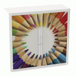 ARMOIRE EASY OFFICE HAUTEUR 104 CM CORPS BLANC RIDEAUX DÉCOR CRAYONS COULEUR - MANUTAN COLLECTIVITÉS