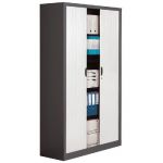 ARMOIRE MÉTAL CONFORT - A RIDEAUX - H. 198 X L. 120  CM - CORPS ANTHRACITE - RIDEAUX BLANC