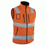 GILET SOFTSHELL HAUTE VISIBILITÉ ORANGE FLUORESCENT TAILLE S - MANUTAN COLLECTIVITÉS