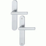 POIGNÉES DE PORTE SUR PLAQUE HAMBOURG - ENTRAXE 195 MM - ARGENT - CLÉ I HOPPE