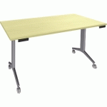 TABLE RECTANGULAIRE AVEL PLATEAU PIVOTANT PIEDS ALU SUR ROULETTES