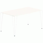 TABLE RÉUNION LORI 120 X 80 CM PLATEAU SABLE PIED BLANC - MBA