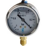 VACUOMÈTRE ROND - -1 À 0 BARS DIAMÈTRE 63MM M1/4 BOITIER INOX À GLYCÉRINE SANS PROTECTION - EXPERT BY NET