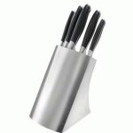 BLOC COUTEAU INCLINÉ INOX BROSSÉ + 5 COUTEAUX JUPITER