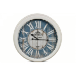 DECORATION D ’ AUTREFOIS - HORLOGE ANCIENNE MURALE BISTROT DE PARIS MÉTAL BLEU 58CM - BLEU