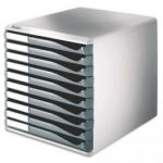 ESSELTE BLOC DE CLASSEMENT 10 TIROIRS A4 GRIS STRUCTURE GRISE 29X28,7X35,5CM LEITZ