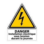 ETIQUETTE PHOTOVOLTAIQUE DANGER INSTALLATION ELECTRIQUE (C0849). SIGNALISATION PHOTOVOLTAÏQUE