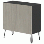 RANGMENT MI-HAUT JAVA 80 CM 2 PORTES NOIR/CHÊNE GRIS - MANUTAN COLLECTIVITÉS