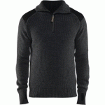 SWEAT EN LAINE COL ZIPPÉ GRIS FONCÉ/NOIR TAILLE XXXL - BLAKLADER