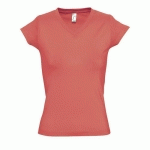 TEE-SHIRT PERSONNALISABLE FEMME COL V EN COTON CORAIL