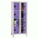 ARMOIRE SCOLAIRE VISITABLE 2 COLONNES 8 CASIERS TURQUOISE RAL 5018 - MANUTAN COLLECTIVITÉS