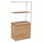 BIBLIOTHÈQUE LUMYA L 80 X P 41,5 X H 162 CM MODULE SUIVANT STRUCTURE MÉTAL BLANC 2 PORTES CHÊNE NATUREL