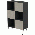 RANGEMENT HAUT JAVA 80 CM DAMIER NOIR/CHÊNE GRIS - MANUTAN COLLECTIVITÉS