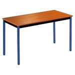 TABLE MODULAIRE DOMINO RECTANGLE - L. 120 X P. 60 CM - PLATEAU TECK - PIEDS BLEU