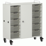 ARMOIRE BASSE SHIFT+ LANDSCAPE MÉLA. 9 CASES - 1 PORTE - GRIS ANDES - GRIS TERRE - MANUTAN COLLECTIVITÉS