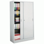 ARMOIRE MÉTAL PORTES COULISSANTES GRANDE LARGEUR L 120 X H 200 X P 45 CM GRIS