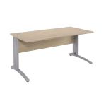BUREAU DROIT BIOSPACE 2 - L. 80 X P. 80 CM - PLATEAU CHÊNE - PIEDS L ALUMINIUM - EMBASE 'BLANCHE'
