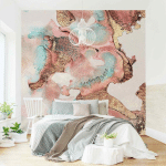 PAPIER PEINT INTISSÉ - GOLDEN WATERCOLOR ROSÉ - MURAL CARRÉ DIMENSION HXL: 288CM X 288CM