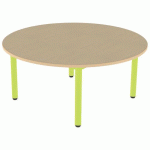 TABLE CARÉLIE ROND Ø120 T2 STR POLY. HÊTRE MIEL BEIG/VERT AC - MOBIDECOR