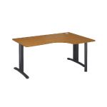 BUREAU COMPACT RETOUR À DROITE IMEDIA - L. 160 X P. 110 CM - PLATEAU MERISIER - PIEDS ANTHRACITE