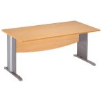 BUREAU DROIT ACTIVITY - L. 160 X P. 80 CM - PLATEAU HÊTRE - PIEDS L 'BLANC'