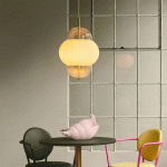 DESIGN BY US SUSPENSION SHAHIN XL, Ø 38 CM, À 5 LAMPES, BLANC / TRANSPARENT, VERRE