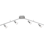 SPOT BAR PLAFONNIER LAMPE DE SALON ORIENTABLE PLAFONNIER LED ARGENT, BRAS DE LAMPE MOBILES ET SPOTS EN VERRE, 4X5W 4X666LM 3000K, LXPXH 128.5X16X20 CM