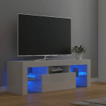 MEUBLE TV AVEC LUMIÈRES LED BANC TV ARMOIRE DE RANGEMENT BLANC BRILLANT 120X35X40 CM 70184