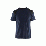 T-SHIRT DE TRAVAIL BICOLORE 100% COTON 3379 - BLEU FONCÉ ET NOIR - XL BLAKLADER