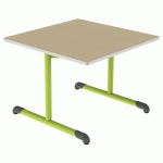 TABLE BANDANA 80X80 T3 DL STR POLY. HÊTRE MIEL BEIGE/VERT AC - MOBIDECOR