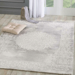 UNAMOURDETAPIS - 200X200 ROND - TAPIS ORIENT STYLE KHY BALROD GRIS 200X200 ROND OEKO TEX® - GRIS