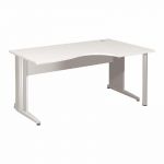 BUREAU COMPACT RETOUR À DROITE ACTIVITY 2 - L. 160 X P. 100 CM - PLATEAU BLANC - PIEDS L 'ALUMINIUM'