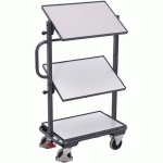 CHARIOT ESD PORTE-BACS STANDARDS AVEC 3 ÉTAGÈRES ESD INCLINÉ - VARIOFIT