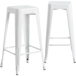 LOT 2 TABOURETS INDUSTRIELS SOLIDES 43X43X76CM THINIA HOME BLANC