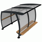 ABRI GOUTY 3 M PMMA MÉTAL GRIS 7016 BANQUETTE TECK - BUTON DESIGN