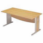 BUREAU DROIT AXIOME - L. 140 X P. 80 CM - PLATEAU MERISIER - PIEDS L ALUMINIUM