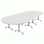 PACK AXE STRATIFIÉ 4 TABLES ANGLE INTÉGRÉ D/G 205*80 GRIS/ALU - MANUTAN EXPERT