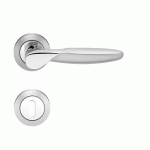 POIGNÉES DE PORTE SUR ROSACES RONDES SÉRIE R 42 ORLANDO -CHROMÉ SATINÉ -CLÉ L KARCHER DESIGN