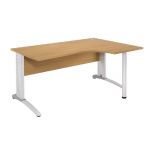 BUREAU COMPACT RETOUR À GAUCHE BIOSPACE 2 - L. 180 X P. 110 CM - PLATEAU HÊTRE - PIEDS L BLANC - EMBASE 'AVOCAT'.