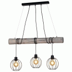 BRITOP SUSPENSION KAROU À 3 LAMPES, GRIS DÉCAPÉ