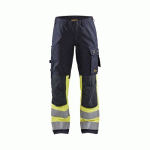 PANTALON DE TRAVAIL MULTINORMES INHÉRENT STRETCH FEMME MARINE JAUNE D25 - BLAKLADER