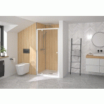 PAROI DOUCHE PORTE PIVOTANTE SUPRA P PROFILÉ BLANC VERRE TRANSPARENT 90CM - KINEDO - PA1522BTN