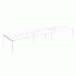 PÔLE 6 BUREAUX DROITS ARKO L 540 X P 168 CM PLATEAUX BLANC PIÈTEMENT MÉTAL ARCHE BLANC