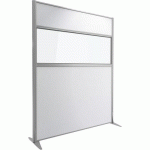 CLOISON KPRIM ACCOU. VERRE/TIS. PERLE PROFIL ARGENT 200X163 - CLEN