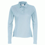 COTTOVER POLO PIQUE MANCHES LONGUES FEMME - CERTIFIÉ GOTS BLEU CLAIR - TAILLE XS