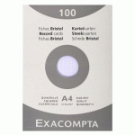 FICHE BRISTOL 210 X 297 MM QUADRILLÉE 5 X 5 BLANCHE NON PERFORÉE EXACOMPTA - BOÎTE DE 100