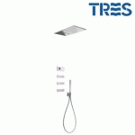 KIT DE DOUCHE THERMOSTATIQUE ÉLECTRONIQUE ET ENCASTRÉ SHOWER TECHNOLOGY CHROME - TRES 09286408AC