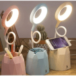 LAMPE DE BUREAU LED PROTECTION DES YEUX LAMPE DE TABLE POUR ENFANTS LAMPE DE LECTURE USB RECHARGEABLE AVEC PORTE-STYLO 3 NIVEAUX DE LUMINOSITÉ (ROSE)