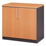 MEUBLE BAS AXIOME AVEC PORTES - H.72 X L. 80 X P. 47 CM - CORPS ANTHRACITE - PORTES HÊTRE